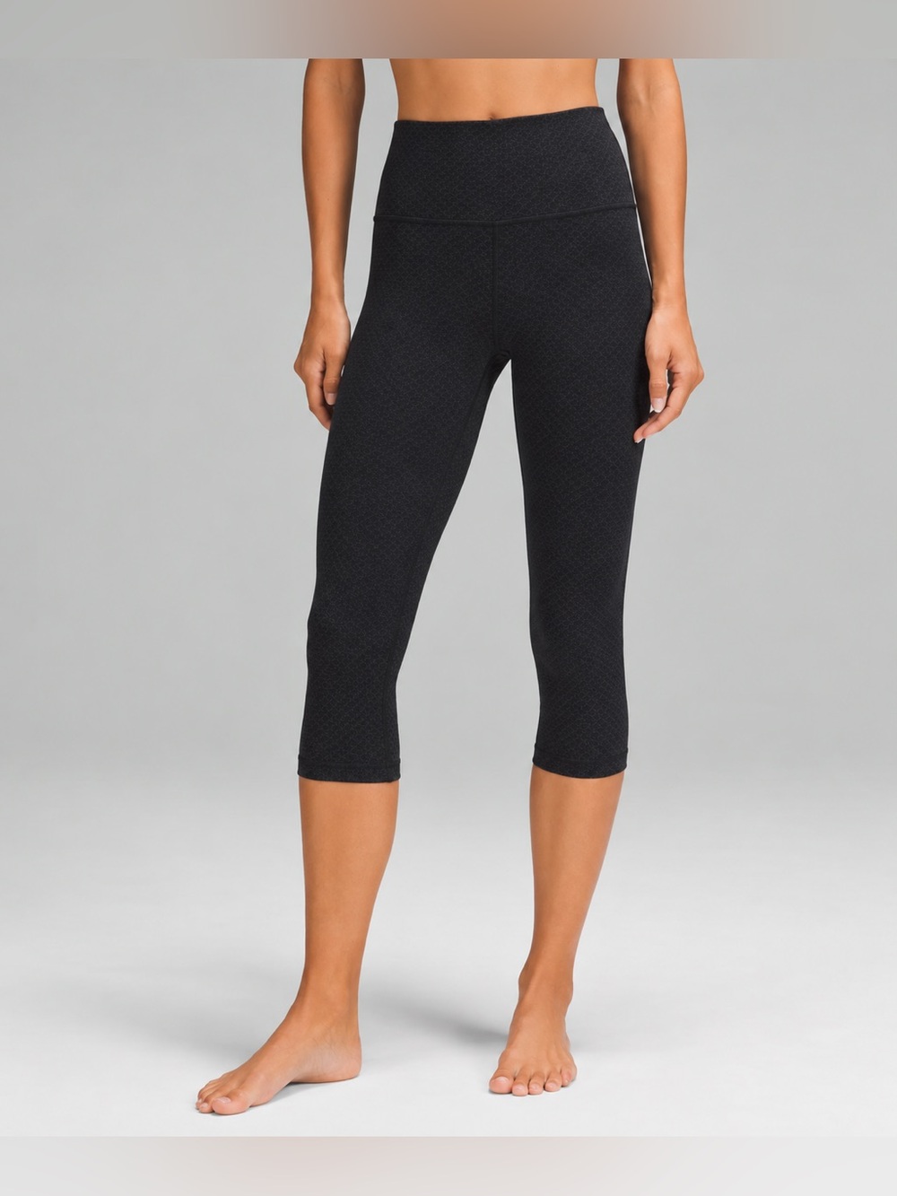 Lululemon Black Leggings Crop Pattern Tights High Rise Size 8  422